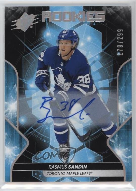 2019-20 SPx Rookies 179/299 Tier 1 Rasmus Sandin #76 Rookie Auto RC 0lb7