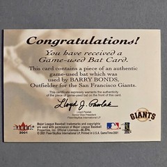 2001 Fleer Game Time – Barry Bonds Game Time Lumber Bat – San Francisco Giants