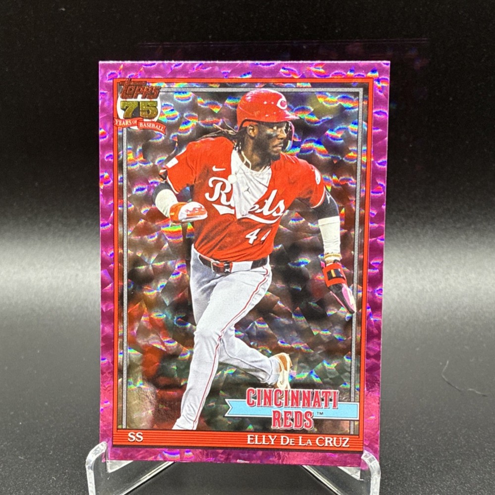 Topps 75 Elly De La Cruz #T91-22 Pink Crackle Foilboard Cincinnati Reds