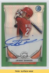 2014 Bowman Prospect Chrome Green Refractor 68/75 Jesse Winker Auto READ 4l3