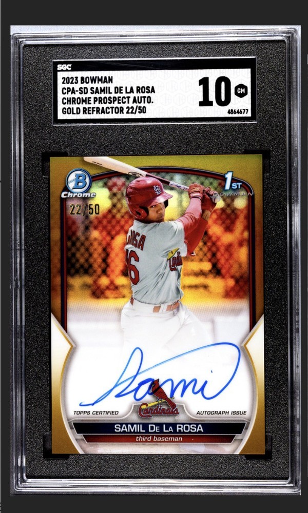 2023 Bowman – Chrome Prospect Autographs Samil De La Rosa #CPA-SD Gold Refractor