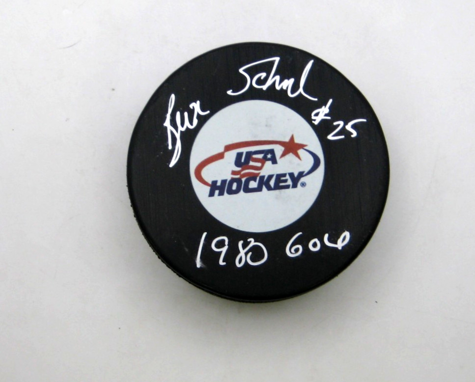 BUZZ SCHNEIDER 1980 USA HOCKEY GOLD MEDAL AUTOGRAPHED PUCK COA FREE SHIPPING!