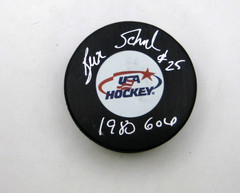 BUZZ SCHNEIDER 1980 USA HOCKEY GOLD MEDAL AUTOGRAPHED PUCK COA FREE SHIPPING!