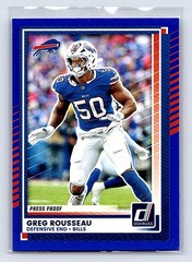 2025 Donruss #113 Greg Rousseau Press Proofs Blue