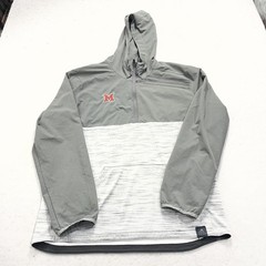 Miami Ohio Redhawks Jacket Mens Large Gray Adidas Hockey TEAM ISSUED NCAA