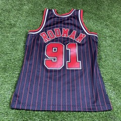 Dennis Rodman Chicago Bulls Jersey Mitchell Ness Mens Medium #91 Black