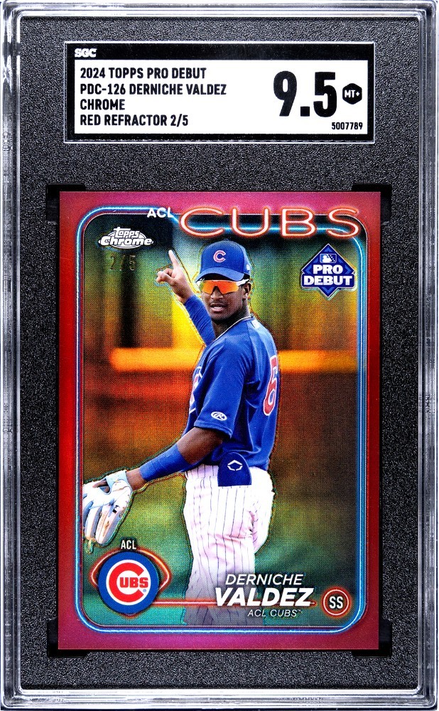 2024 Topps Pro Debut Derniche Valdez #PDC-126 Chrome Red Refractor /5 SGC 9.5