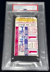 1962 World Series Game 1 Ticket Signed « Whitey Ford MLB Record 10 WS Win » PSA 10