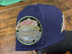 Colorado Rockies 10 Years Light Navy Black Corduroy New Era Fitted 7 5/8 PeachUV