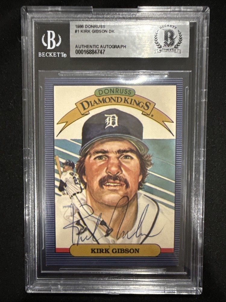 1986 Donruss Diamond Kings Kirk Gibson Signed Card #1 BGS Slab Authentic Auto