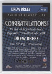 2005 Topps Chrome Gridiron Badges 13/100 Drew Brees #GB-DB HOF 4f5
