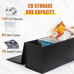 CD Storage Box, DVD Storage Box- Durable 5.2 x 5.75 x 12 12×5.2×5.75 inches