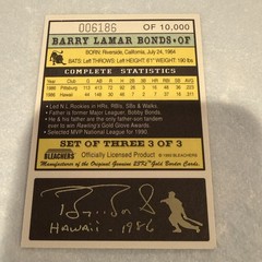 BARRY BONDS 1993 BLEACHERS 23kt GOLD Card #3 Ser #6,186/10,000 NM-MT Condition