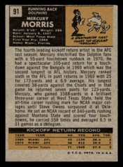 1971 TOPPS MERCURY MORRIS MIAMI DOLPHINS #91 EX X10032