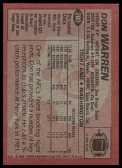 1983 Topps #200 Don Warren Washington Redskins NM+
