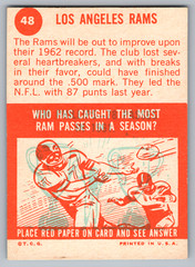 1963 TOPPS #48 LOS ANGELES RAMS TEAM CARD W/DEACON JONES & MERLIN OLSEN