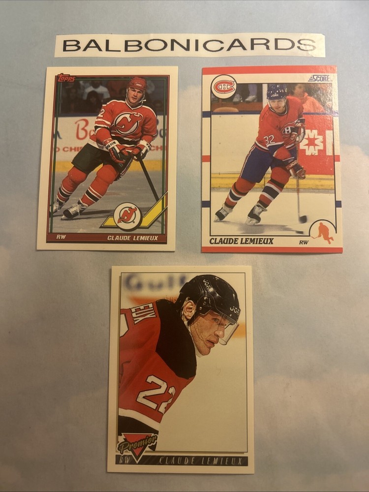 Claude Lemieux 3 Card Topps Score Premier Lot! NM+ Free Shipping!