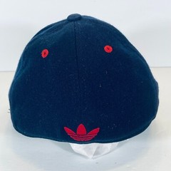 Miami Heat NBA Addidas Baseball Hat Cap Fitted SZ S/M Black Flat Bill Navy Red