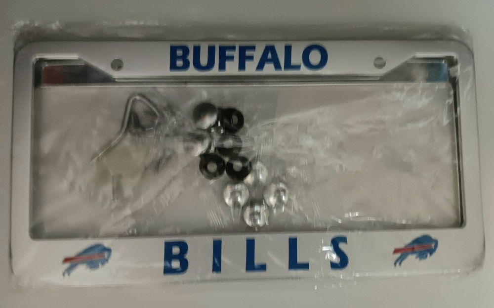 Buffalo Bills Aluminum Alloy License Plate Frames Silver Metal Set of 2