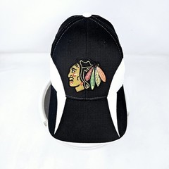 Reebok Black White NHL Chicago Black Hawks Cap FlexFit Center Ice Collection