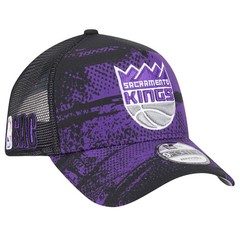 Men&rsquo;s New Era Black/Purple Sacramento Kings Tip Off A-Frame Trucker 9FORTY