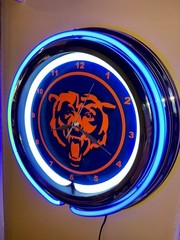 Chicago Bears Football Bar Man Cave Neon Style Retro LED Clock Sign