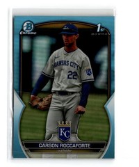 Carson Roccaforte 2023 Bowman Draft Chrome 1st Sky Blue Refractor BDC-140 Royals