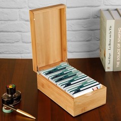 Bamboo Index Card Holder with Dividers