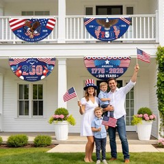 4 PCS 250th Anniversary USA Bunting Flag 3×1.5 Ft, America 250 Years Independenc