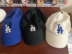 LOT OF 3 Los Angeles Dodgers 47 Brand Strapback Dad Hat Cap – Blue Black White
