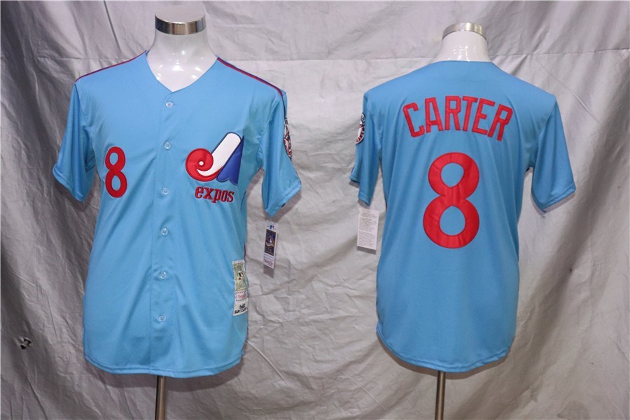 Gary Carter #8 Montreal Expos Powder Blue Stitched Cooperstown Jersey Mens