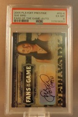 2005 PLAYOFF PRESTIGE FANS OF THE GAME AUTOGRAPH #FG-4 SUE BIRD – PSA EX-MT 6