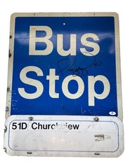 Pittsburgh Steelers JEROME BETTIS Autographed Port Authority Bus Stop Sign PSA