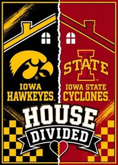 Iowa Hawkeyes and Iowa State Cyclones 2 Sided House Divided Garden Flag | 13×18