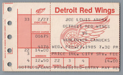 Steve Yzerman G#62 Danny Gare Hat Trick#11 5pt gm Ticket Stub 2-27-1985 Red Wing