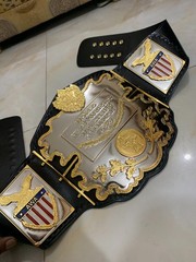 Awa Lawler heavyweight championship belt,4mm Zinc ,Dual plated, Leather strap