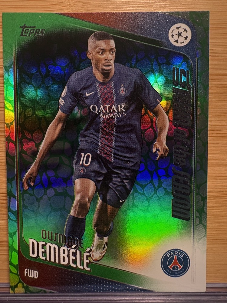 2025-26 Topps UEFA Club Competitions Ousmane Dembele #3 Green Holiday Leaf