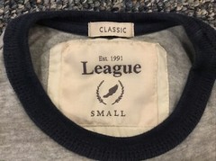 League Notre Dame ND 42 Gray Blue Ringer T-Shirt Adult Small Classic Fit EUC