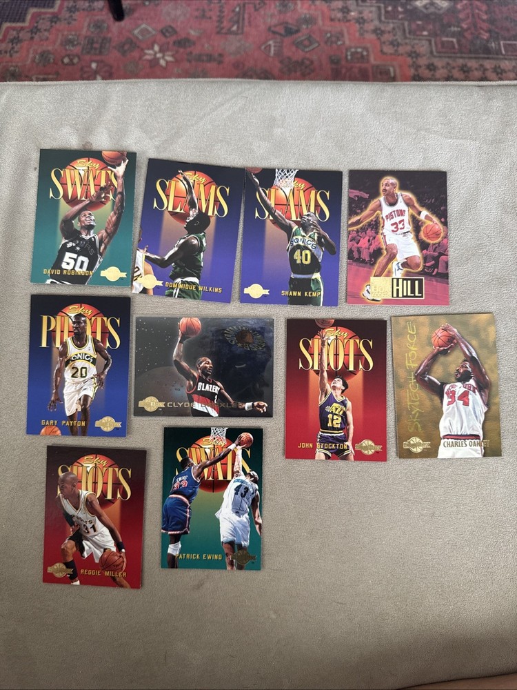1994-95 Skybox Premium Inserts Lot – Sky Slams Shots Swats – Kemp Wilkins Payton