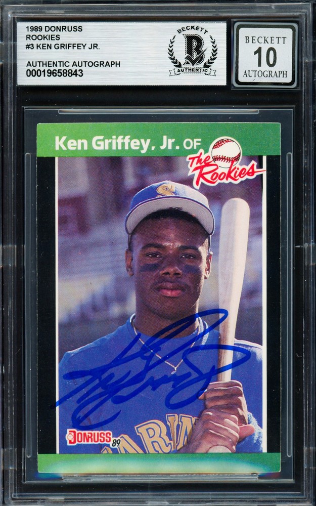 Ken Griffey Jr. Signed 1989 Donruss The Rookies RC #3 Mariners Auto 10 Beckett