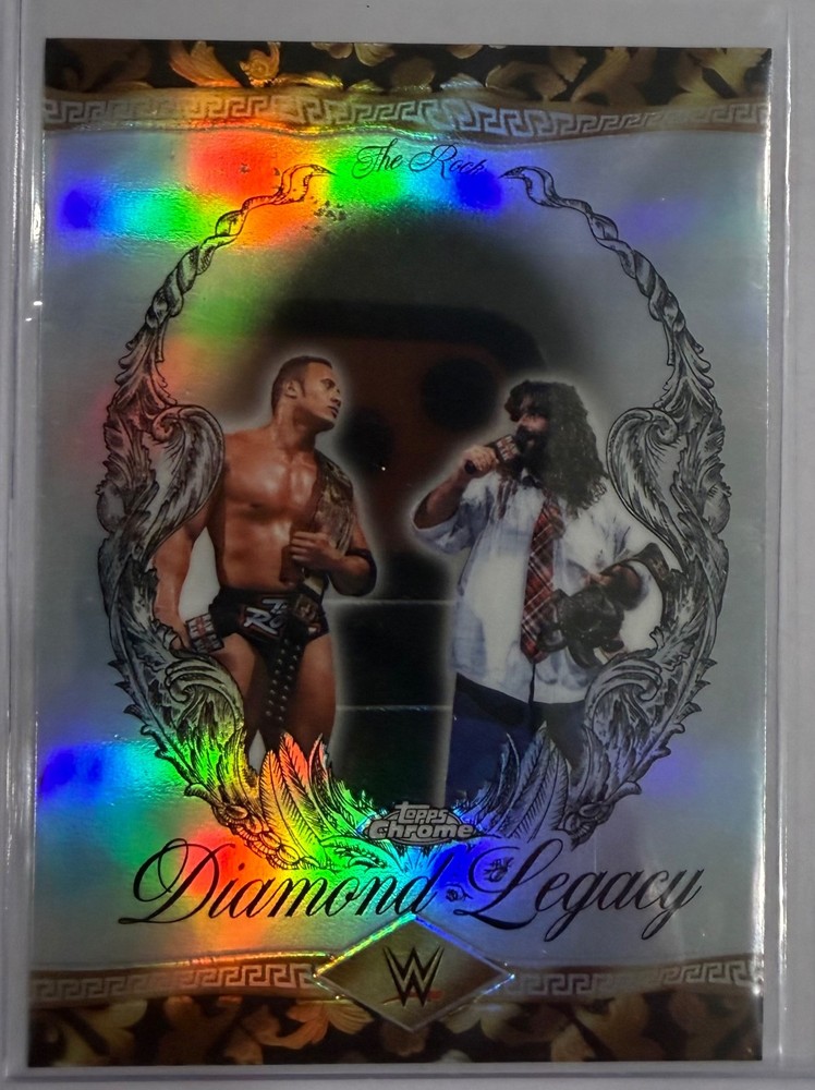 2026 Topps Chrome WWE The Rock Mick Foley Rock n Sock Connection Diamond Legacy