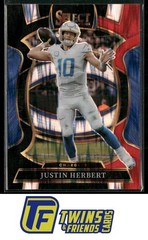 2025 Panini Select #1 Justin Herbert Red and Blue Prizm Shock