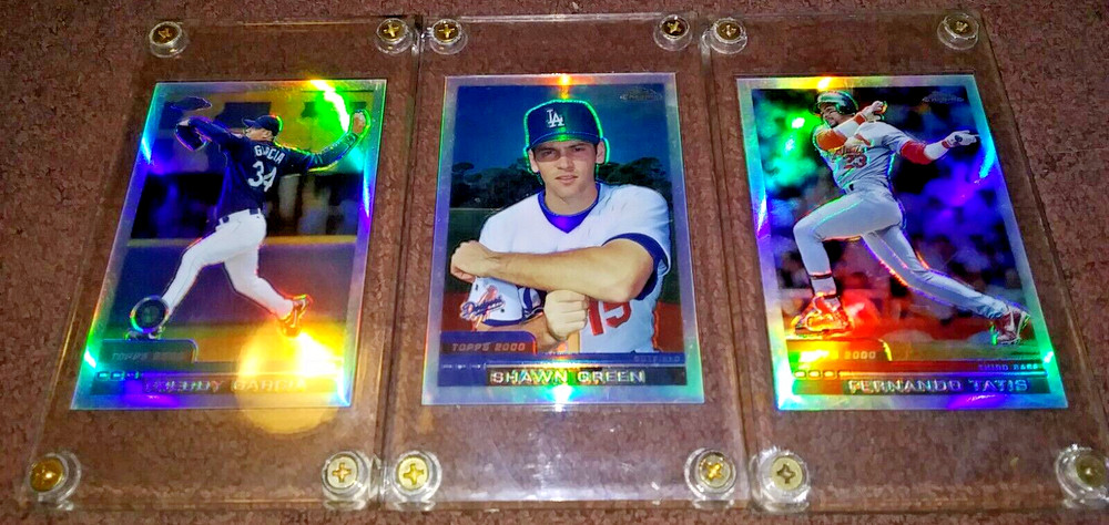 2000 TOPPS CHROME MLB REFRACTORS LOT OF 3: TATIS GREEN GARCIA 4 SCREW 1/4&Prime; CASES
