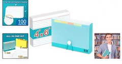 4×6 Index Card Case with 100 Heavyweight Ruled Cards Teal Plastic Organizer