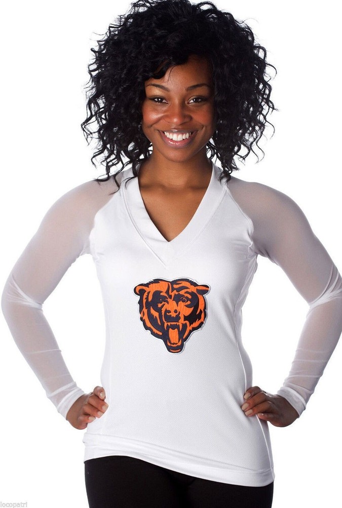 All Sport Couture NFL Womens Chicago Bears Wildkat White Shirt NWT XS