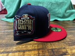 Boston Red Sox 1999 ASG Cascading Logo Navy Red NEW ERA FITTED 7 3/4 Green UV
