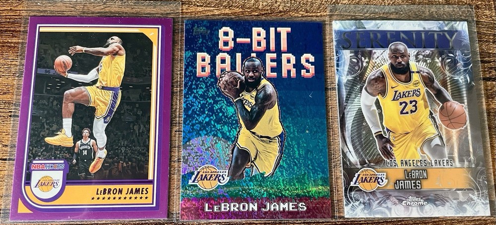 LeBron James NBA Hoops/8-Bit Ballers/Serenity, Los Angeles Lakers 3 Card Lot