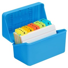 3×5 Index Card Holder Blue Organizer Desk Office Storage Box Index Card