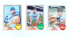 1968 Topps Baseball Cards Autographed Lot of 3 Gary Peters Tim Cullen Mike Hegan