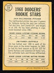 1968 Topps #228 ⚾️ LA Dodgers Rookie Stars ⚾️ Jack Billingham • Jim Fairey
